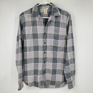 Hiroshi Kato Grey‎ Plaid Men's Button Down Collared Flannel Shirt Size Small